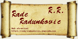 Rade Radunković vizit kartica
